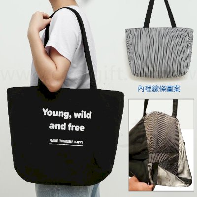 英文黑色加厚帆布袋