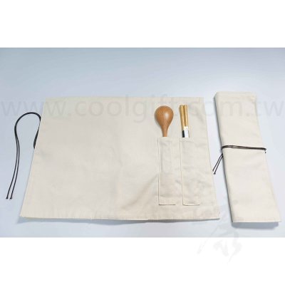 天然木質餐具捲袋組