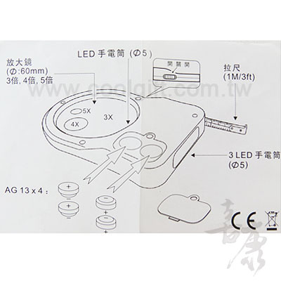 放大鏡手電筒