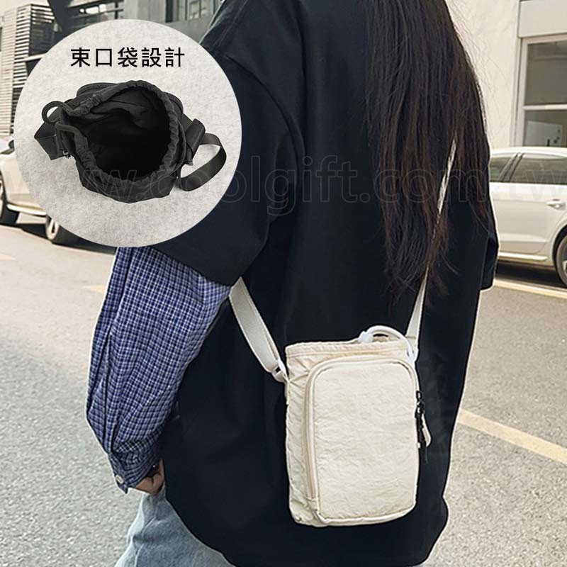 單肩束口水桶包