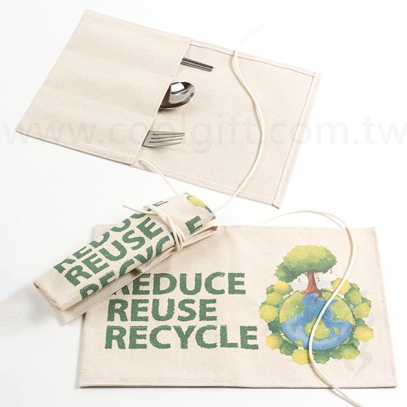 客製彩印環保捲式餐具袋組