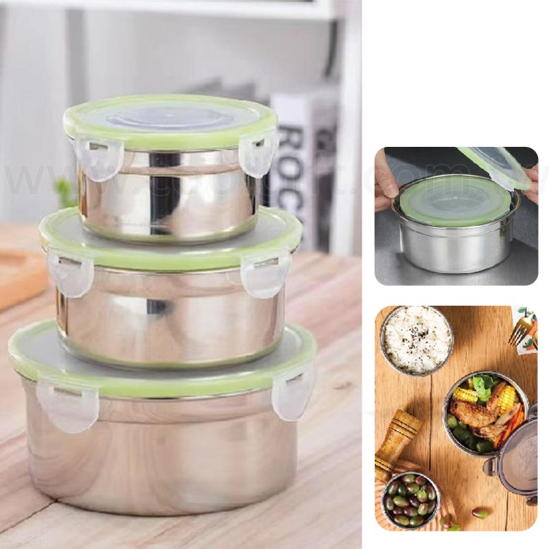 不鏽鋼密封保鮮盒三入裝