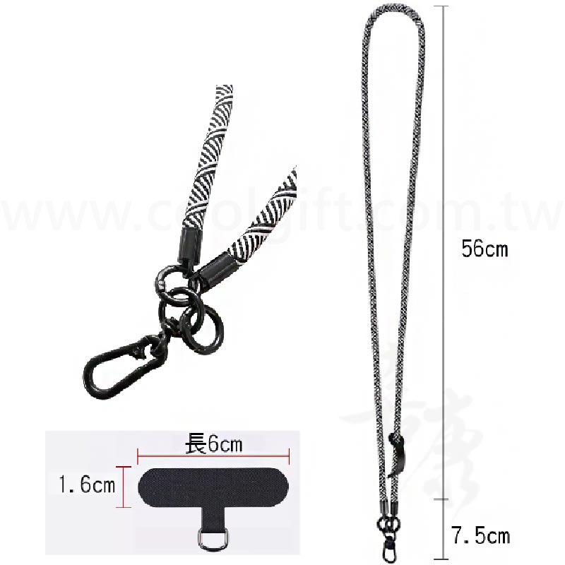 手機掛繩附夾片並有多環可掛鑰匙娃娃配件