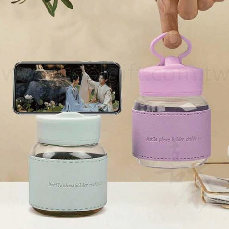 時尚玻璃胖胖瓶300ml(附杯套)